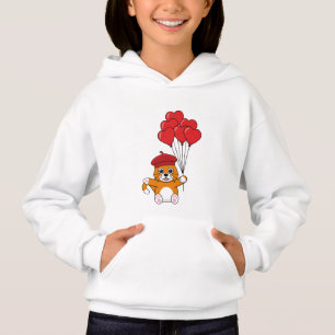 Gato Bonito com Balões de Coração Vermelho