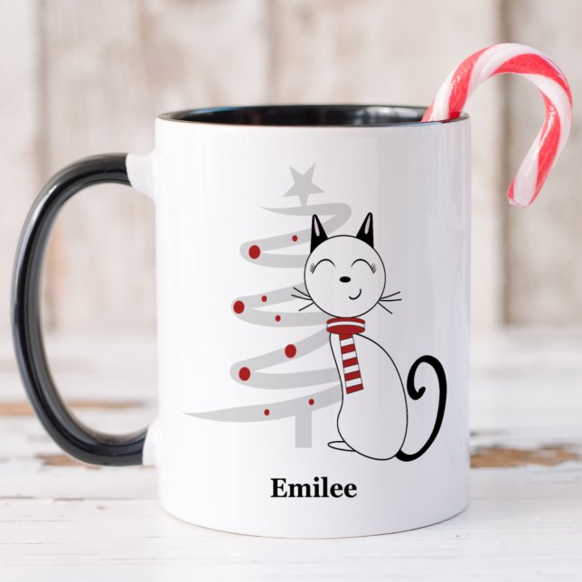Gato bonito com caneca de Natal vermelha (Criador carregado)