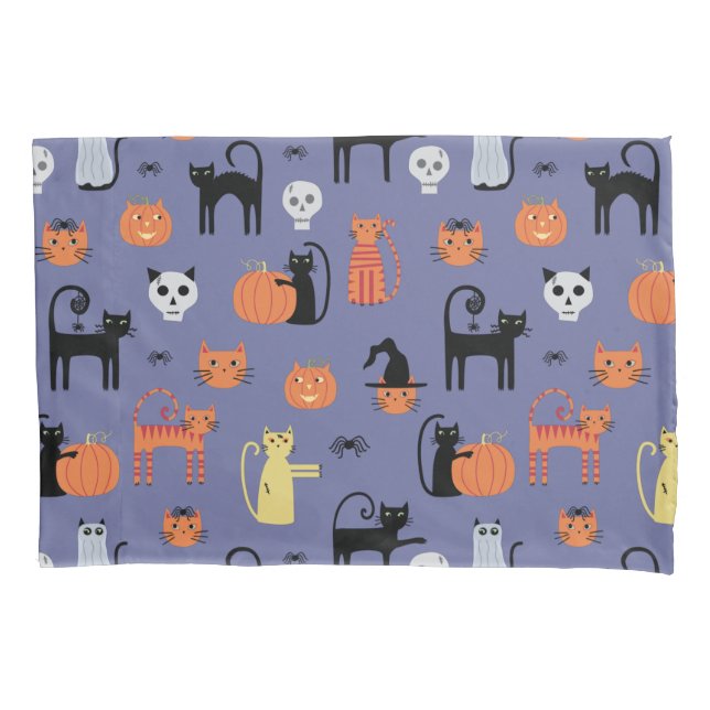 Gato Bonito de Halloween Roxo Louco (Frente-Esquerda)