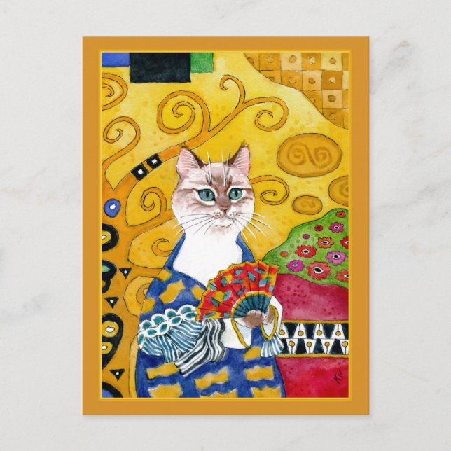 Gato bonito do ouro de Gustavo Klimt com o cartão (Frente)