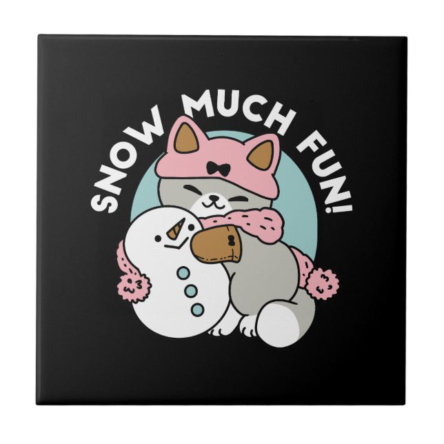 Gato Bonito em Neve Gear com Arte Snowman (Frente)