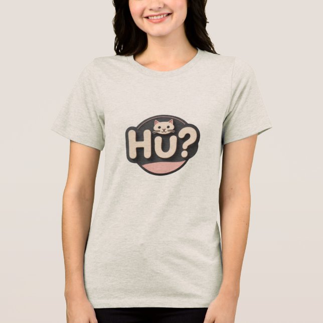 Gato Bonito "HU"? Design de T-Shirt engraçado (Frente)