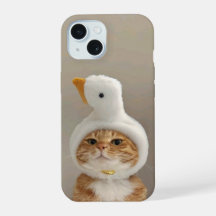 Gato Bonito no Caso do iPhone 15 do Duck Hat