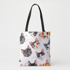 Gato Bonito Rosto, Padrão Tote Bag Na moda e Duráv