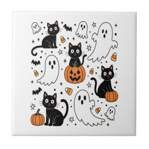 Gato Boo Fantasma de Halloween Fofo
