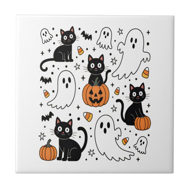 Gato Boo Fantasma de Halloween Fofo (Frente)