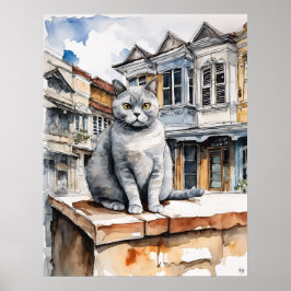Gato Borrão Britânico - Impressão de Arte Gato