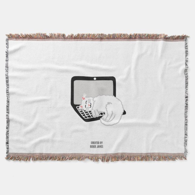 Gato Branco Dormindo no cobertor do Laptop (Frente)