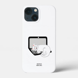 Gato Branco Dormindo no Laptop Apple iPhone 13 Min
