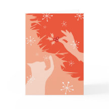 Gato branco e Holly, melancia, Cartão de Natal