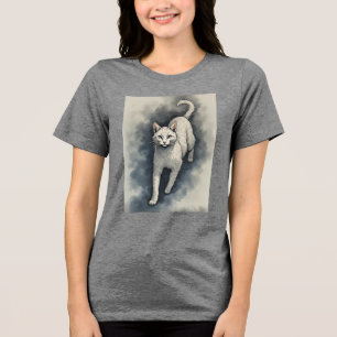 Gato Branco em Estilo de Desenho a Tinta Chinesa
