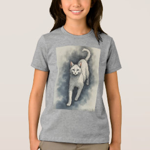 Gato Branco em um Estilo de Desenho de Tinta Chine