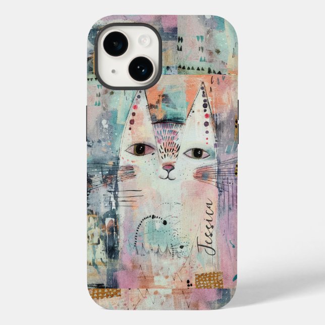 Gato Branco Fofo Personalizado (Verso)