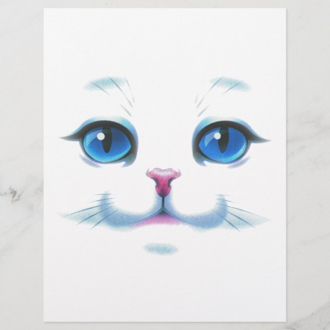 Gato Branco Gelado Olhos Azuis Face (Frente)