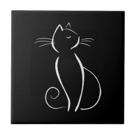 Gato Branco Minimalista A Preto