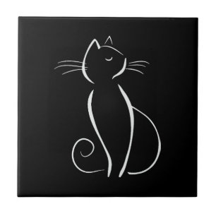 Gato Branco Minimalista A Preto