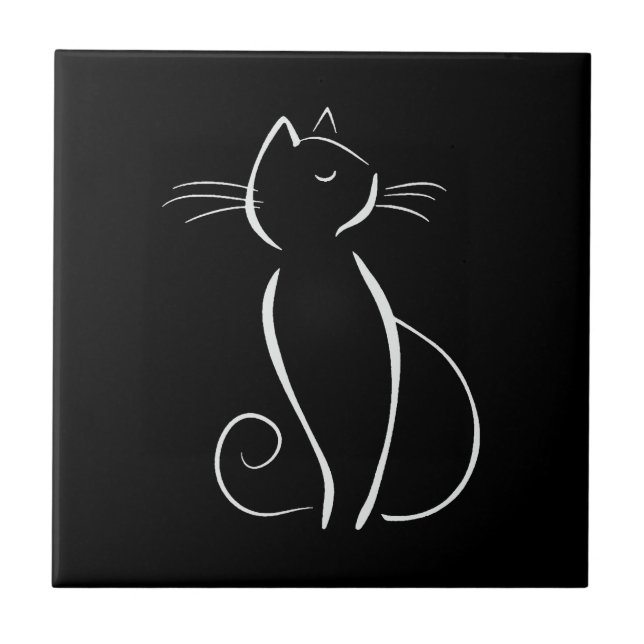 Gato Branco Minimalista A Preto (Frente)