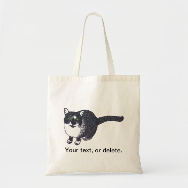 Gato branco preto e branco em Bolsas de canvas de  (Frente)