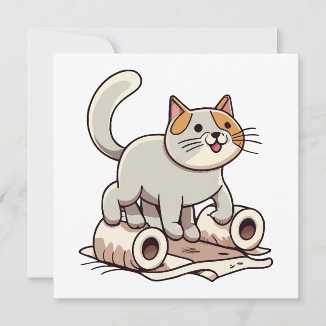 Gato Brincando com Papel Higiênico (Frente)