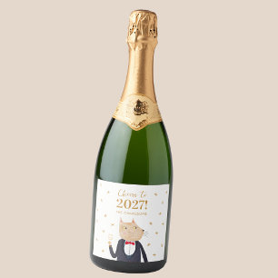 Gato Brinda ao Ano Novo 2026 Personalizado