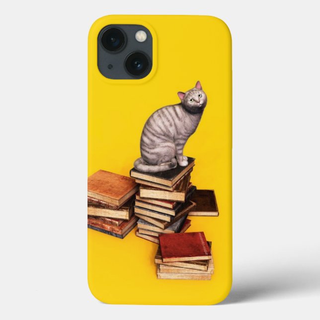 Gato britânico em uma pilha de livros Case-Mate iP (Verso)