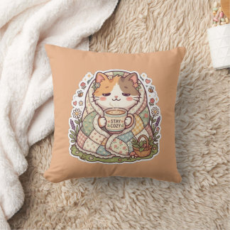 Gato Calico Fofo Almofada de Lançar Cottagecore Fi