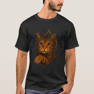 Gato, Camiseta de Gato, Tecido Rasgado de Gato, Ga