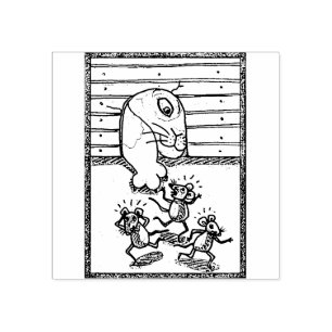 GATO CAPTURA DE CAMUNDONO, CARIMBO DE BORRACHA DE