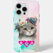 Gato charmoso com Capa de telefone de Flor
