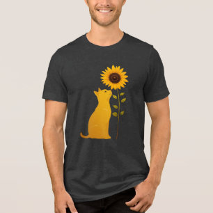 Gato Cheirando Arte Minimalista De Girassol