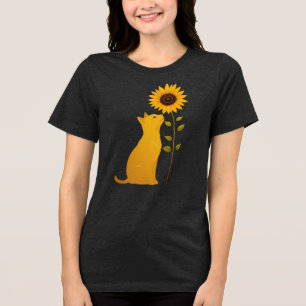 Gato Cheirando Arte Minimalista De Girassol