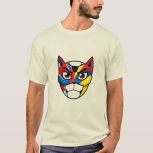 Gato Cibernético Camiseta Gráfica com Rosto de G