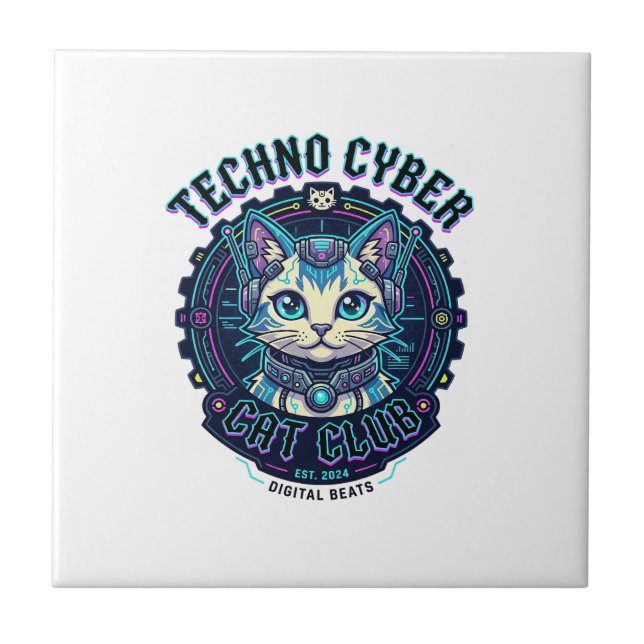 Gato Cibernético Techno Design Divertido Amante de (Frente)