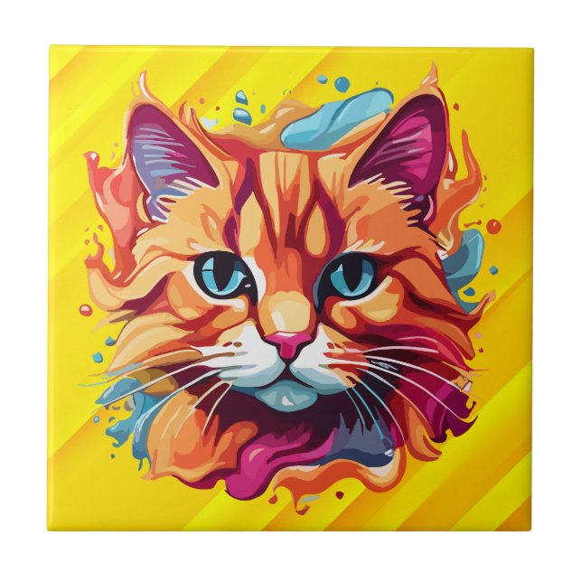 Gato Colorido Bonito Face-87002 (Frente)