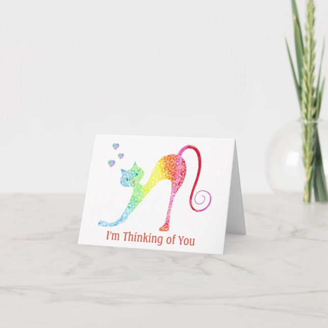 Gato Colorido - Pequeno, Cartão de Nota Dobrada de (Frente)