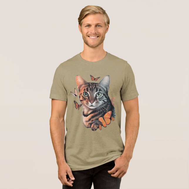 Gato com Borboletas Monarcas (Frente Completa)