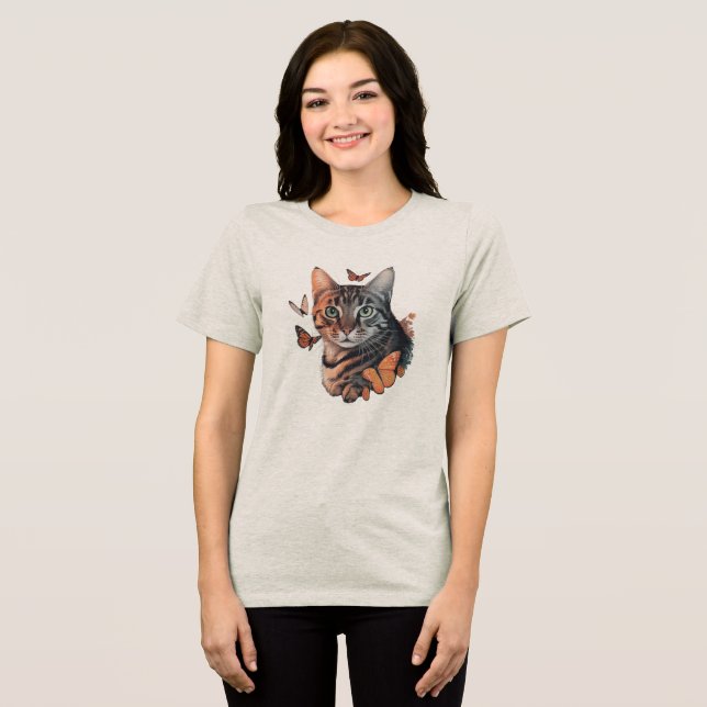 Gato com Borboletas Monarcas (Frente Completa)