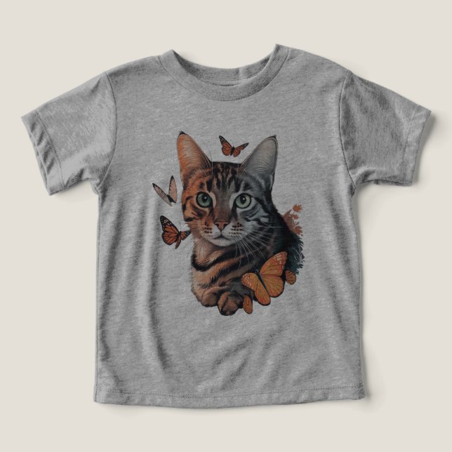 Gato com Borboletas Monarcas (Design frontal)