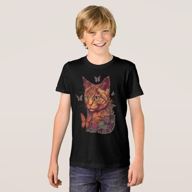 Gato com Borboletas Monarcas (Frente Completa)