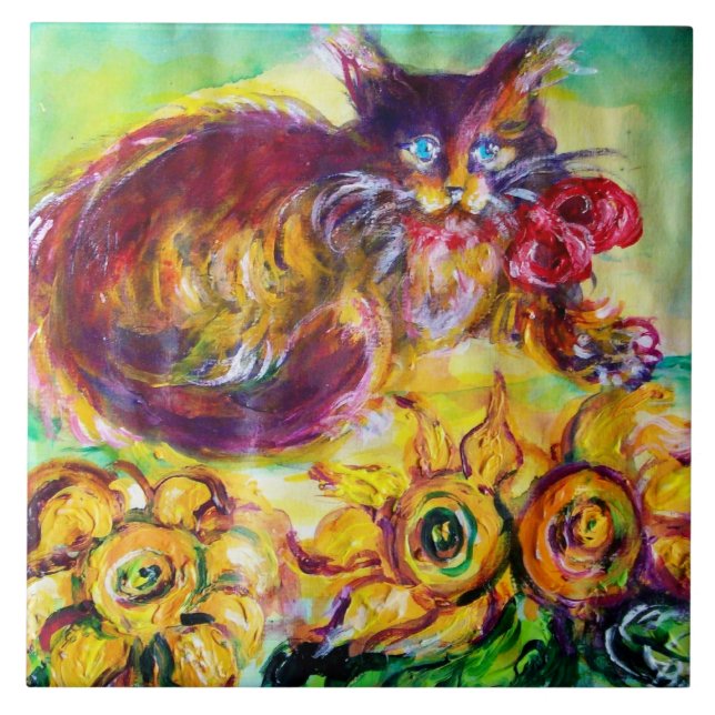 GATO COM BORRACHA VERMELHA E FLORES (Frente)