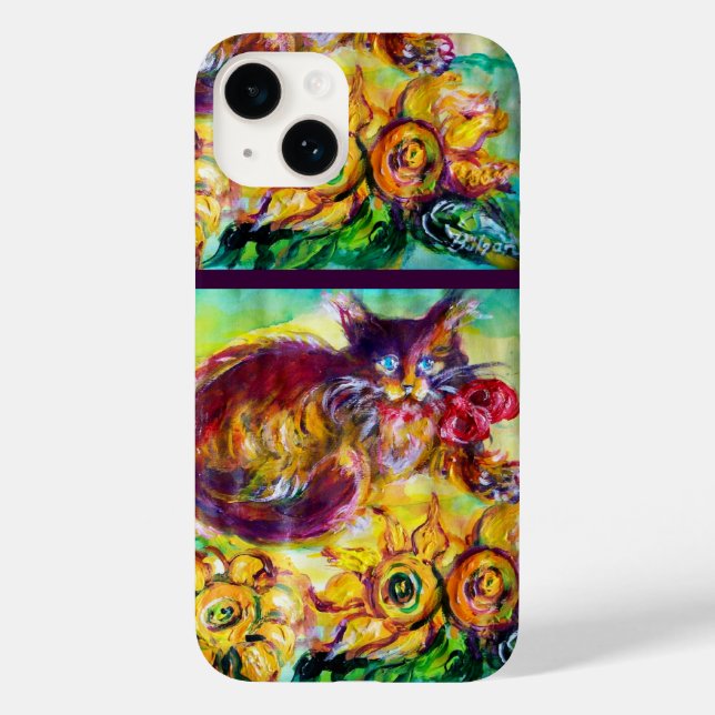GATO COM BORRACHA VERMELHA E FLORES (Verso)