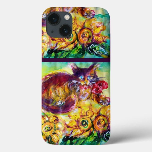GATO COM BORRACHA VERMELHA E FLORES (Verso)