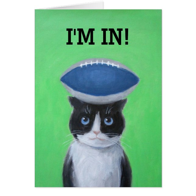 Gato com Cartão de Saudação de Bola (Frente)