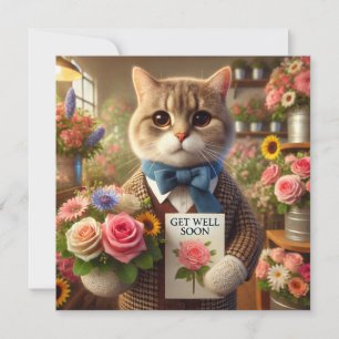 Gato com flor com Cartão Rápido