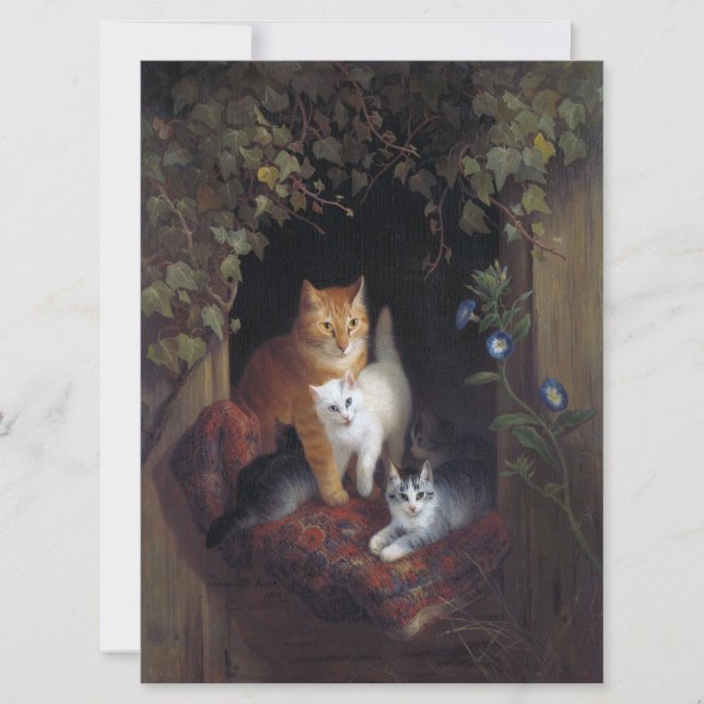 Gato com Gatinhos Feliz Aniversário (Frente)