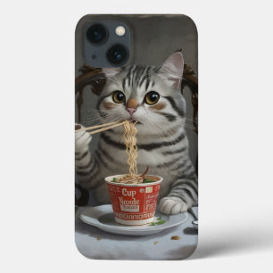 Gato com Gato Lançado, Gozando De Noodles De Taça