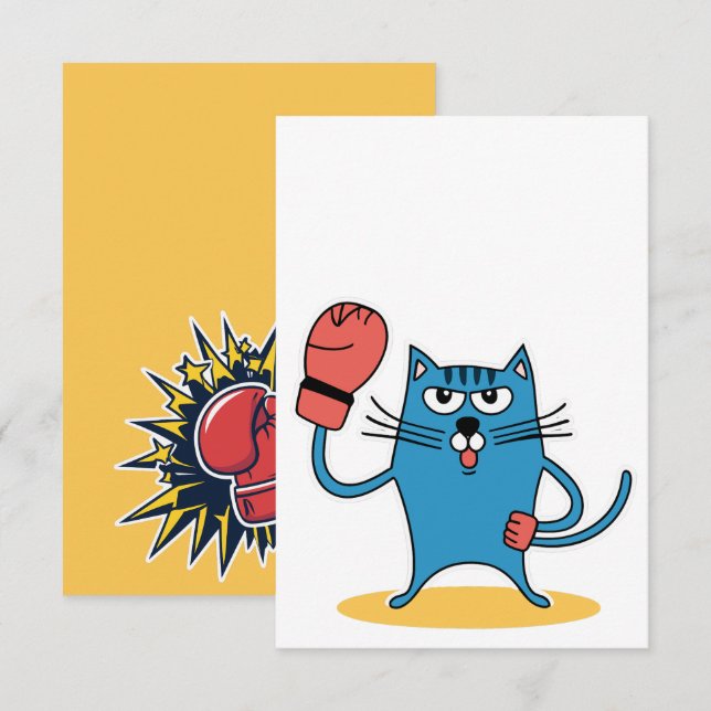 Gato com luvas de boxe (Frente/Verso)
