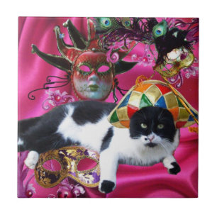 GATO COM MÁSCARAS DE CHAPÉU E MASCARADA