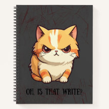 Gato com notebook de Diário Attitude Pun
