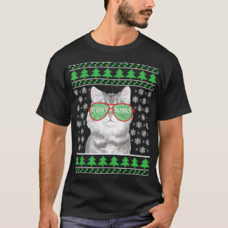 Gato com óculos de sol Suéter de Natal Feliz